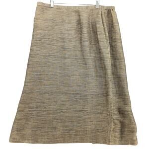 Eileen Fisher Skirt Womens 2X Brown Linen Blend Lagenlook Minimalist Midi Career